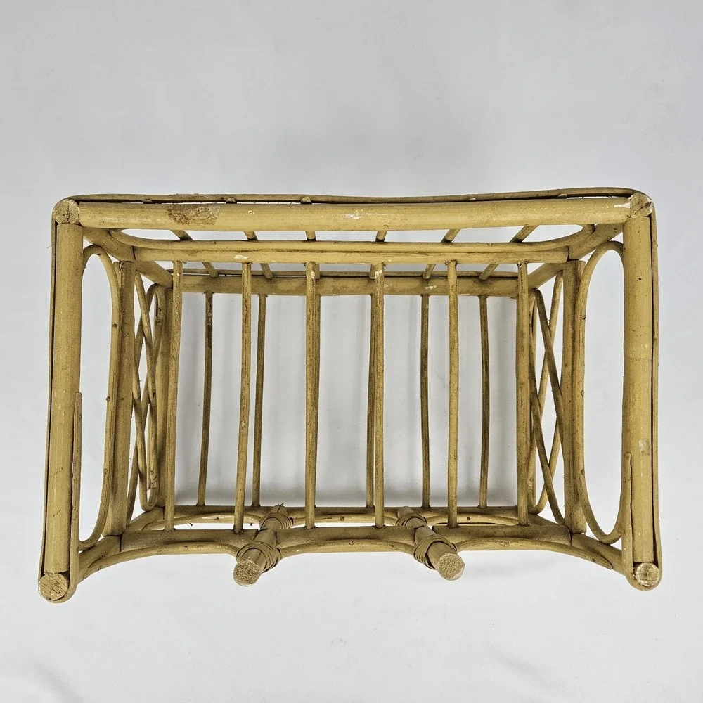 Bamboo Rattan Wine Rack Stand Bottle Storage Bohemian Mid-Century Modern